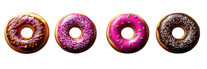 Delicious Glazed Donuts with Sprinkles Chocolate Pink and Chocolate Glaze Variety