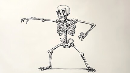 Fototapeta premium A detailed skeletal illustration depicting an animated figure in action