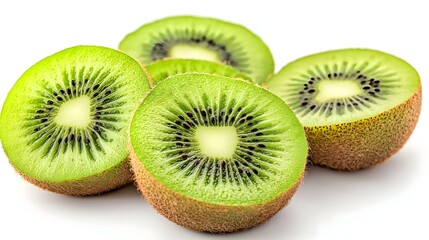 Fototapeta premium Set of kiwi fruit with slices isolated on white