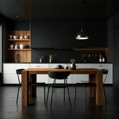 modern kitchen interior with kitchen