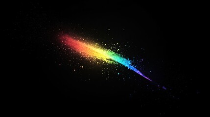 Fototapeta premium Vivid Light Beam with Rainbow Particles on Black Background – Atmospheric Aurora Effect