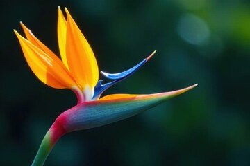 Obraz premium Exotic orange and blue flower, vibrant petals , nature, vivid, shadow