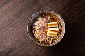 真上から見た鴨南蛮蕎麦