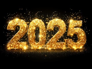 The Year Two Thousand And Twenty Five Shines With Gold Sparkle