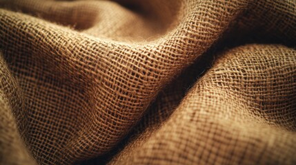 Wrinkled Burlap Fabric Texture Close-up