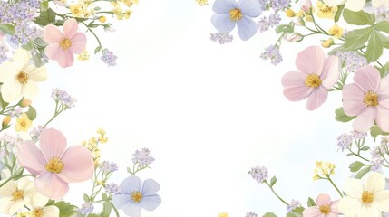 Beautiful background template made of Spring flowers.