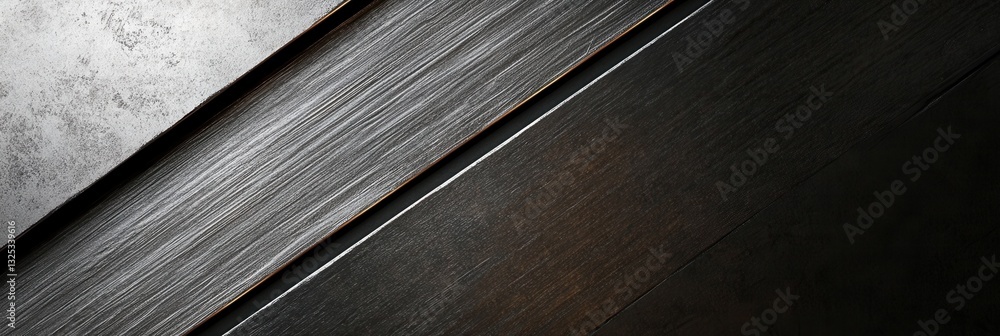 Aufkleber Metallic background with dynamic diagonal lines showcasing a sleek and industrial aesthetic in silver and black tones