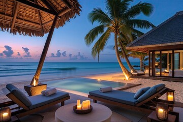 Tranquil Beach Retreat with Relaxing Atmosphere and Serene Twilight Views