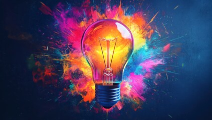 Colorful Lightbulb Explosion A Creative Energy Concept