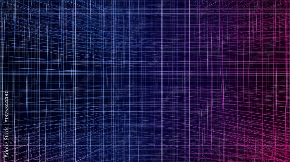 Aufkleber vibrant abstract digital pattern featuring glowing neon lines in blue and purple shades against a da