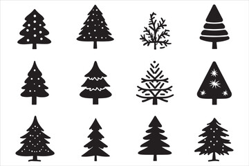 Obraz premium Festive Christmas Tree Vector Set 