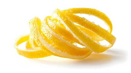 Spiral Lemon Zest on White Background