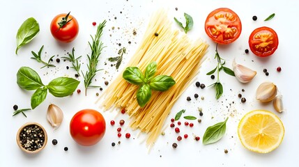 Spaghetti fresh tomato herbs and spices