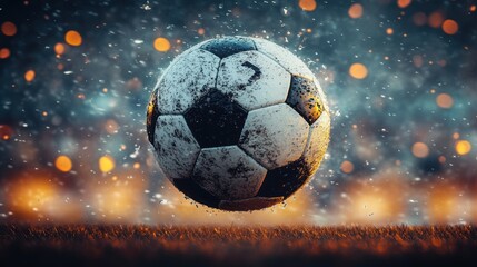 Fototapeta premium People playing soccer game in field.