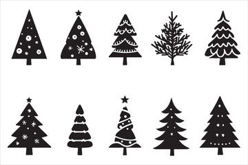 Obraz premium Festive Christmas Tree Vector Set 