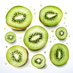 Fototapeta premium Digital technology kiwifruit watercolor design illustration