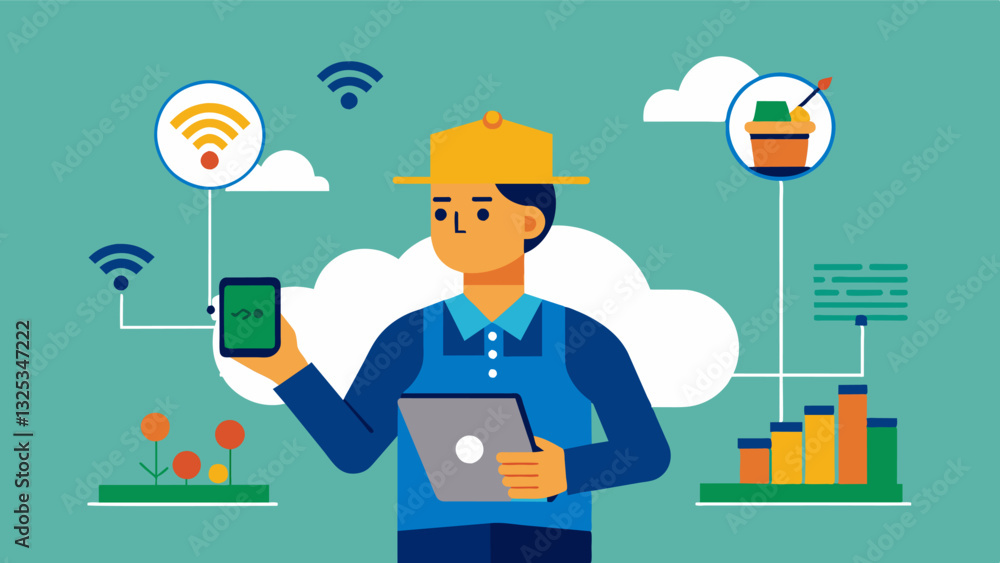 Poster with smart feed management farmers have the ability to remotely control and schedule feed distributi