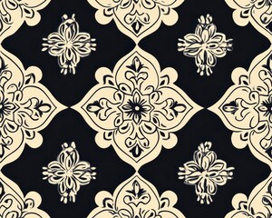 Thai ornamental motifs simplified into a clean geometric repeating vector pattern