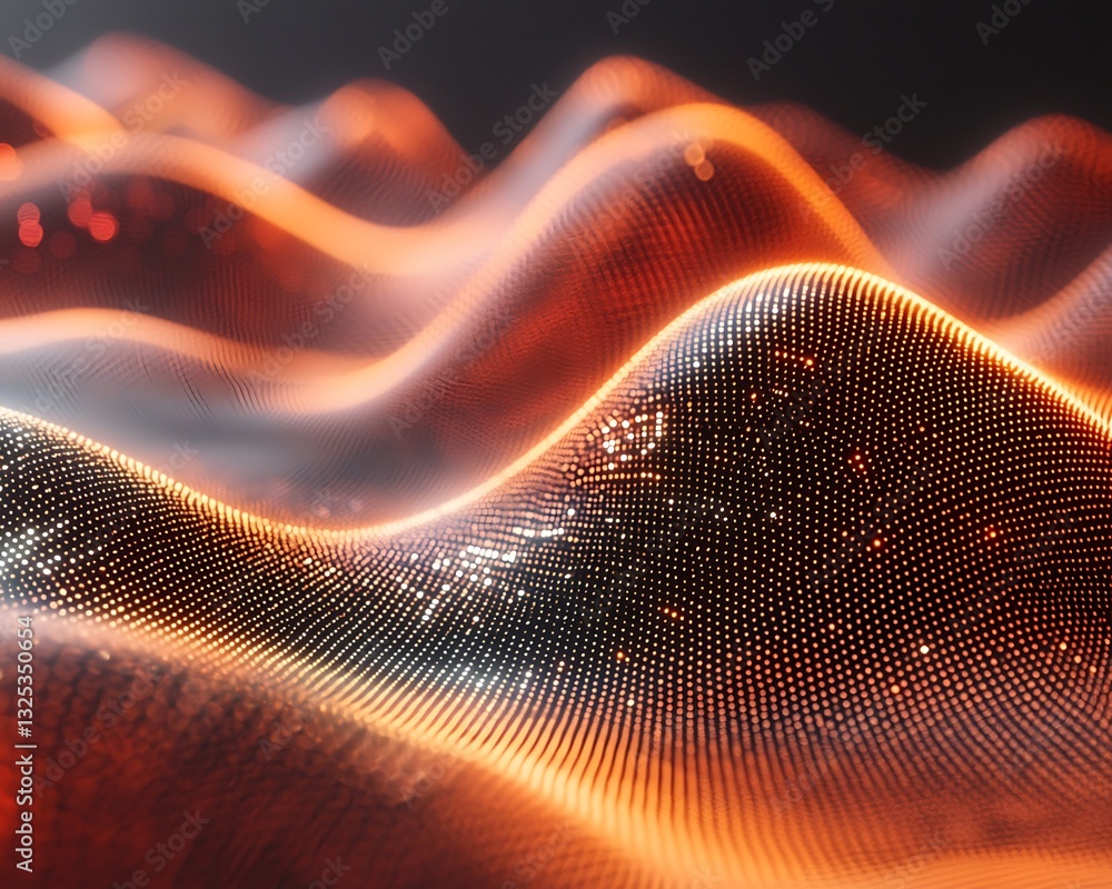 Poster abstract wave pattern with glowing lights and textured surface