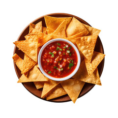 tortilla chips and salsa on transparent background 