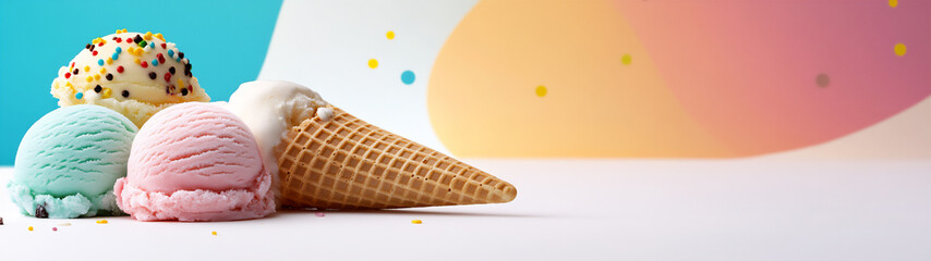 photograph of various ice cream cones with different flavors,