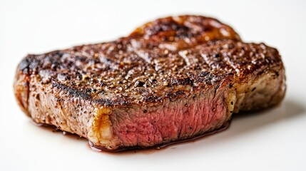 Close-up of a perfectly seared ribeye steak, slightly pink center,