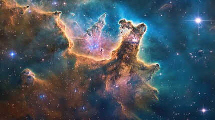 Fototapeta premium Colorful Nebula in Deep Space with Bright Stars and Cosmic Dust