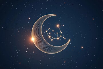 Naklejka premium Celestial 3D glyph icon featuring moon and stars, minimal design.