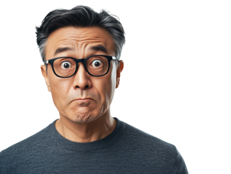 A Thought-Provoking Portrait of a Chinese Man: Balancing Displeasure and Surprise Through Intriguing Facial Expressions