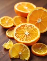 oranges and tangerines on a wooden Cutting board