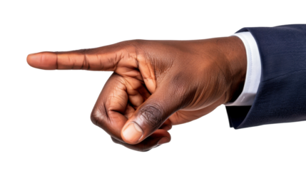 Businessman pointing finger with transparent background