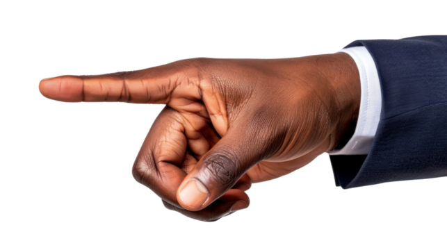 Businessman pointing finger with transparent background