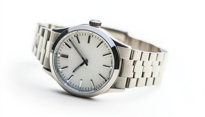 Elegant Silver Watch on Neutral Background for Timepiece Advertisement
