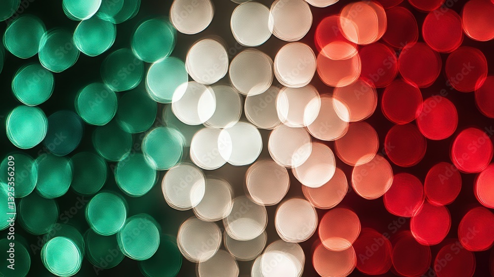 Poster abstract vibrant bokeh lights pattern in italian flag colors backdrop