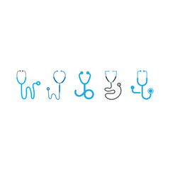 stethoscope logo icon set illustration