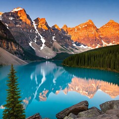 Moraine Lake Sunrise . the morning sunrise at Moraine lake in Banff National park,Colorful Landscape