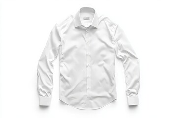 Elegant White Dress Shirt Displayed on a Crisp White Background, Perfect for Fashion Showcases and Online Retail