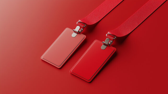 mockup Realistic red id card Lanyard