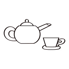 ポットとカップのイラスト