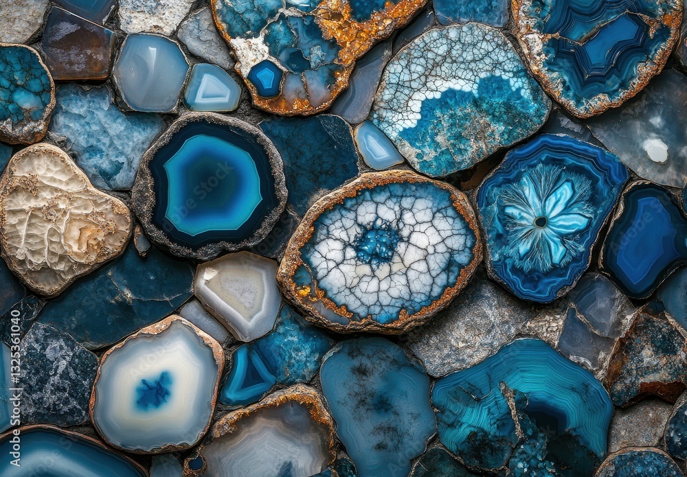 Poster beautiful collection of varied agate stones displaying unique patterns and colors, perfect for natur
