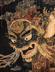 Traditional Java Wayang Gunungan Printmaking Batik Gunungan Artwork