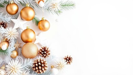 Festive Christmas Ornament Background Gold White Decor