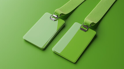 mockup display green id card Lanyard