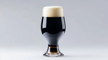 Dark stout beer in elegant glass for tasting sessions and beverage design projects