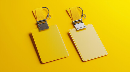 mockup Realistic yellow id card Lanyard