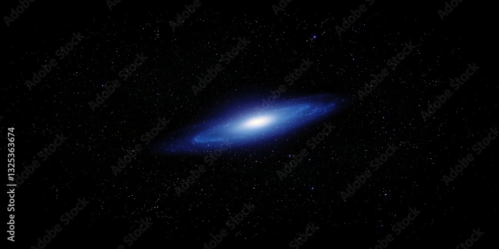 Poster cosmic components expansion concepts. galactic spiral with bright core against a starry background.
