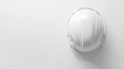 White safety helmet on minimalist background for industrial safety and construction design