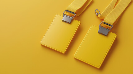 mockup Realistic display yellow id card Lanyard