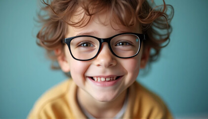 Obraz premium Smiling Boy with Bright Eyes and Glasses 