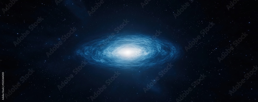 Poster cosmic components expansion concepts. galactic spiral with bright center against a starry backdrop.